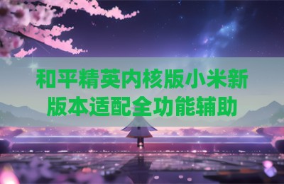 和平精英内核版小米新版本适配全功能辅助