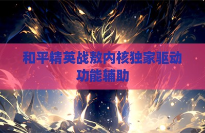 和平精英战敖内核独家驱动功能辅助