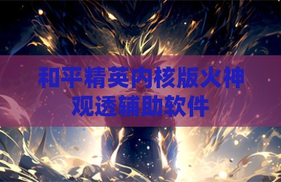 和平精英内核版火神观透辅助软件