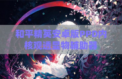 和平精英安卓版PPD内核观透显物辅助器